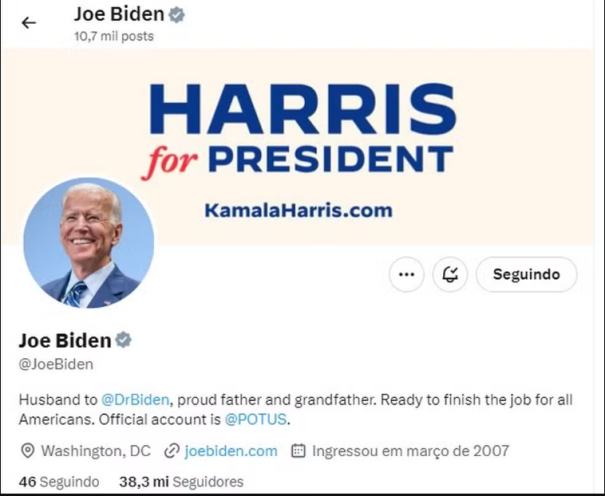 Redes de Joe Biden e Kamala Harris atualizam logotipo da campanha presidencial 