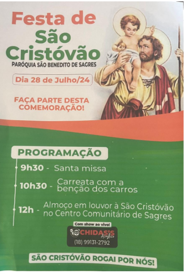 Paróquia de Sagres realiza Festa de São Cristóvão neste final de semana