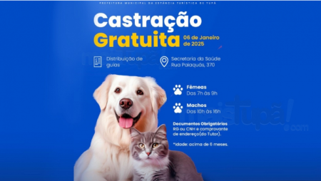 Prefeitura de TupÃ£ disponibiliza castraÃ§Ãµes gratuitas para cÃ£es e gatos