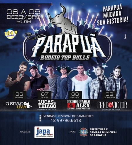 Parapuã Rodeio Top Bulls começa hoje com show de Gusttavo Lima 