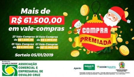 ACEOC encerra 'Compra Premiada 2018' no próximo mês com sorteio de R$ 63 mil