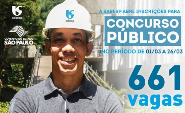 Sabesp abre concurso para 661 vagas na regio