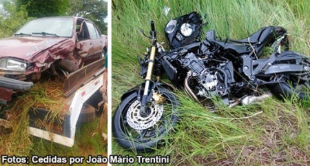 Acidente entre carro e moto fere jovem gravemente em vicinal de Quatá