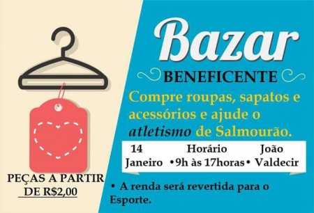 Bazar Beneficente pelo esporte será realizado em Salmourão