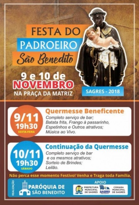 Paróquia São Benedito de Sagres realiza quermesse em louvor ao padroeiro