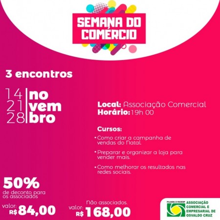 ACEOC e Sebrae promovem a Semana do Comércio em novembro