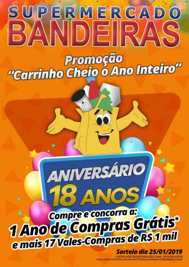 Supermercado Bandeiras de OC lana promoo de aniversrio