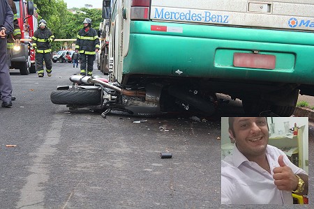 Motociclista morre ao perder o controle da direção e colidir em um ônibus estacionado em Dracena